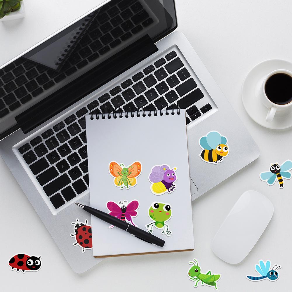 50 Cartoon Insect Stickers: Waterproof Doodle Decals for Water Bottles, Computers & Phones