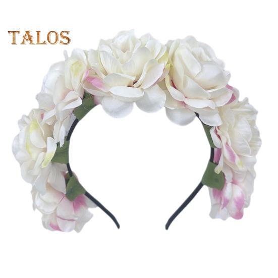 Imitation Rose Flower Headband Retro Fake Flower Decor Crown Headband Women Headpiece Hair Hoop Party Decor