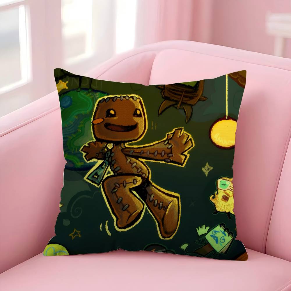 Funny LBP Sackboy 45*45cm Cushion Cover Pillow Cover Decor Pillowcase Home Pillowcase for Couch Pillow