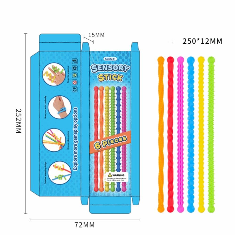 6pcs Silicone Sensory Sticks Fidget Toys Texture Quiet Twisting Fidget Toys  Kids Adults