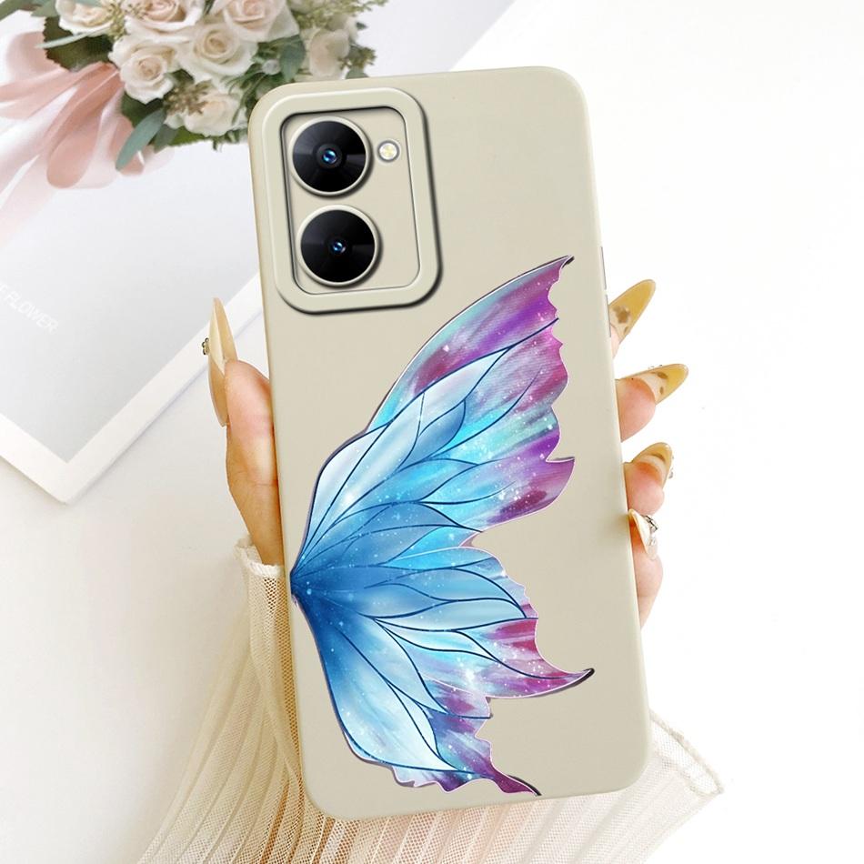 For Realme V30 V30t RMX3618 RMX3619 Cute Cat Flower Cartoon Phone Case For RealmeV30 V30T 5G Soft Silicone Cover Bumpers