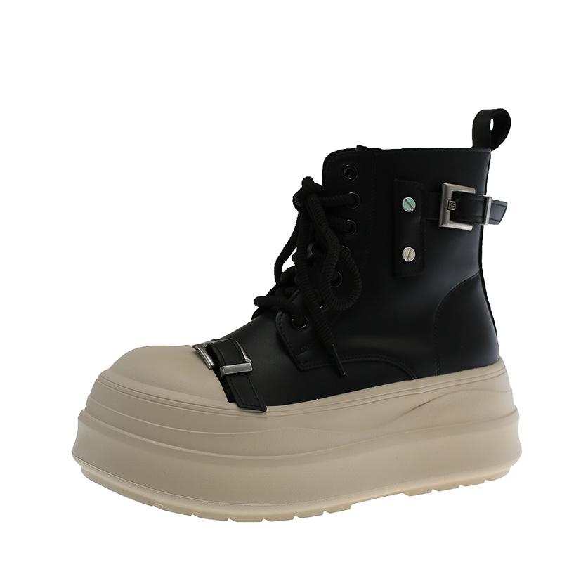 European and Korean Muffin Platform Martin Boots for Women, New British Belt Buckle for Autumn and Winter 2025, Small Locomotive Short Boots for Women