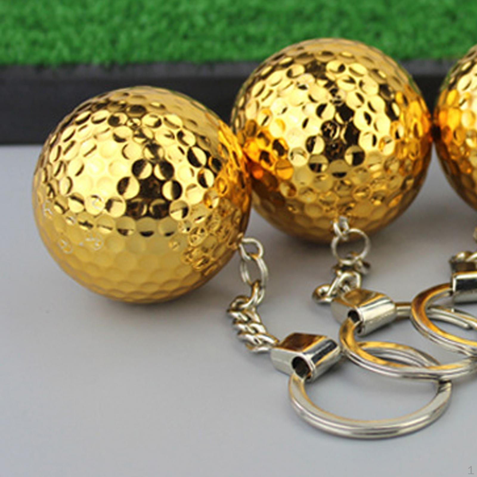 

2 шт. брелок для ключей с мячом для гольфа, автомобильный металлический брелок для ключей, подвеска для багажных бирок золотой