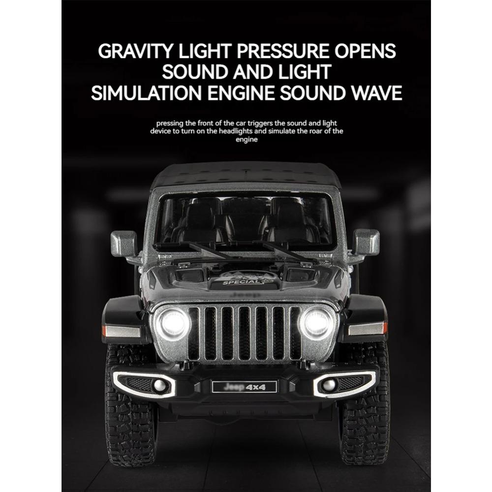 1/22 Model Jeep Wrangler Diecast Toy Car Model, Scale Metal Alloy Vehicle for Kids Boys Girls Adults, Doors Open,Gifts Gray111