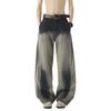 American high street scimitar jeans vibe retro washed wide-leg pants loose ruffian handsome men's and women's floor pants
