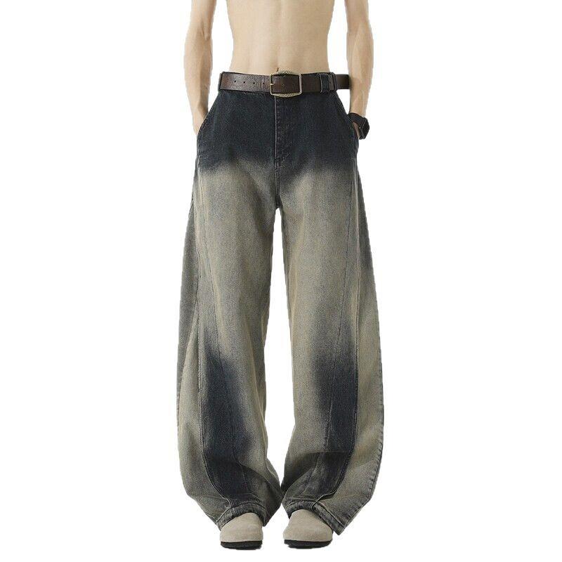 American high street scimitar jeans vibe retro washed wide-leg pants loose ruffian handsome men's and women's floor pants