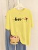 Heart Love Letter Printed T-Shirt Womens Casual Comfortable T Shirts O-Neck Soft Short Sleeve Tops Summer Loose Woman Clothes