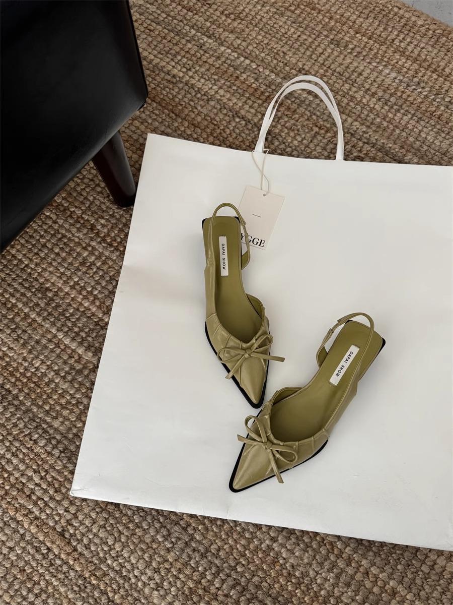 

Fashion 2025 new Elegant minimalist women Shoes Summer Fashion Butterflyknot Pointed Toe Women Sandals Low Heel Ladies Casual shoes 40