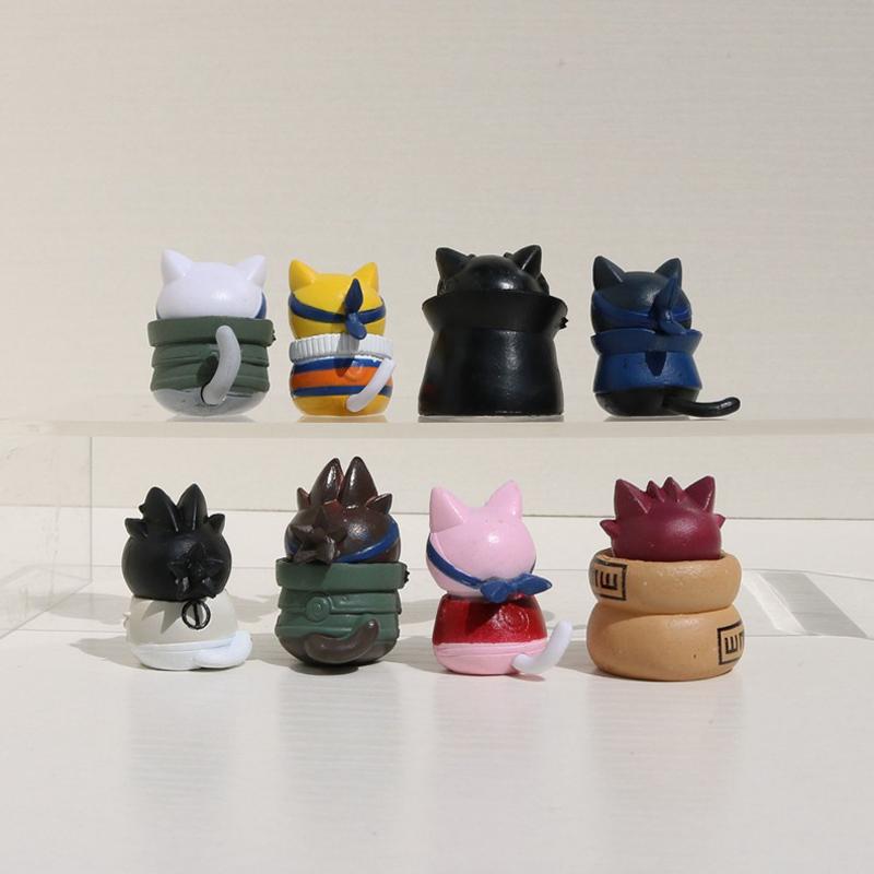 New Anime 8Pcs Naruto Doll Figures Cute Handmade Cake Decoration Naruto Cat Model Doll Toys Hand Birthday Gifts