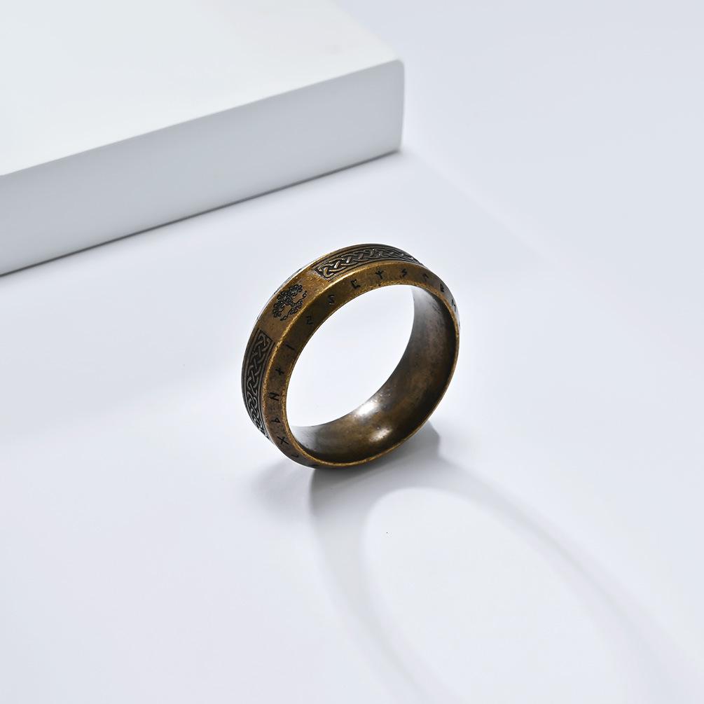 Nordic Tree of Life Rune Rune Viking Ring Mens Stainless Steel Retro Trendy Handmade Jewelry