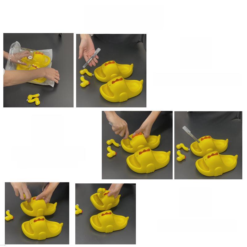 Damskie letnie kapcie z motywem dinozaura - urocze sandały kąpielowe do użytku wewnątrz i na zewnątrz