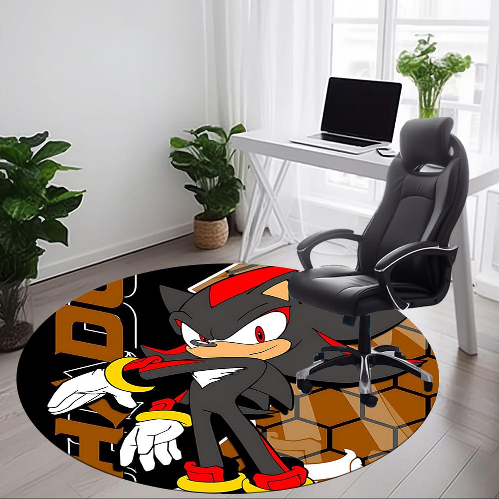 1pc Shadow Sonic Office Round Area Rug, Under Office Chairs Bedroom Living Room Home Decor a1022348