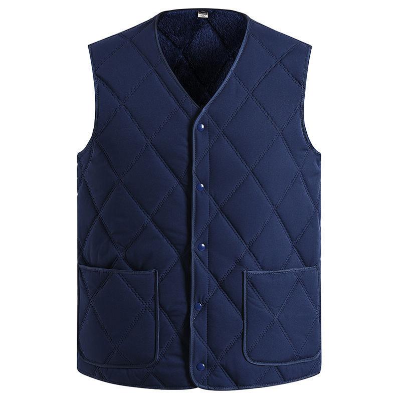 

Осінньо-зимовий чоловічий жилет плюс оксамит потовщений теплий жилет вітрозахисний великого розміру жилет тато носити XL темно-синього кольору