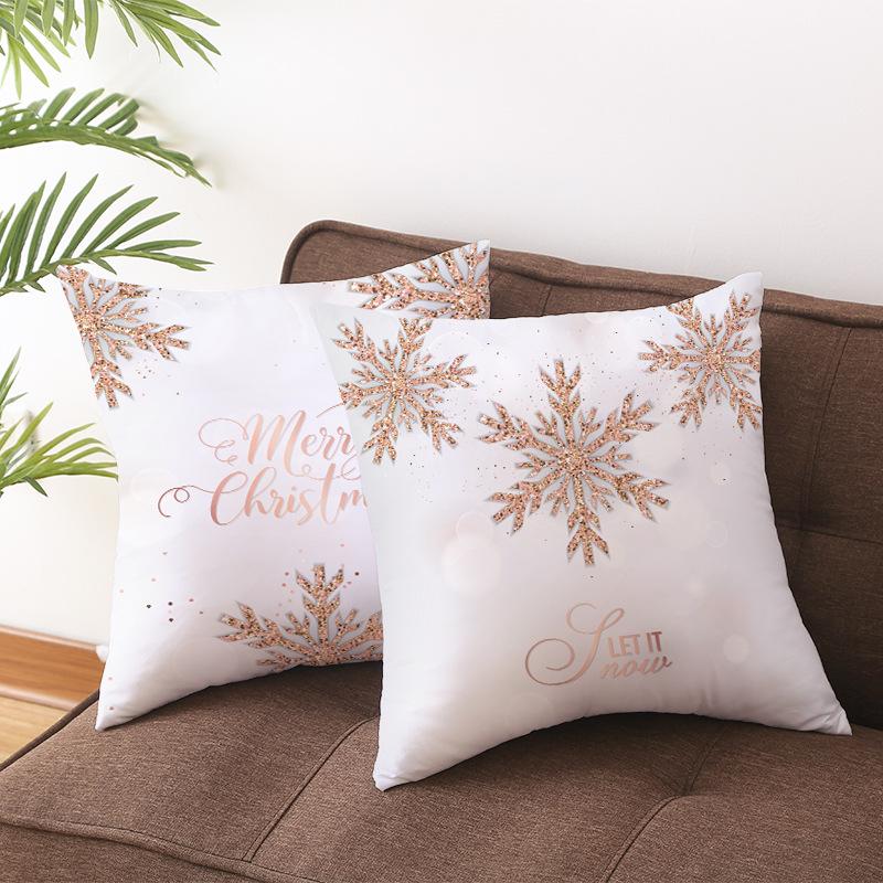 Peach Skin Snowflake Cushion Cover Christmas New Sofa Pillow Cover Home Pillow Cover Home