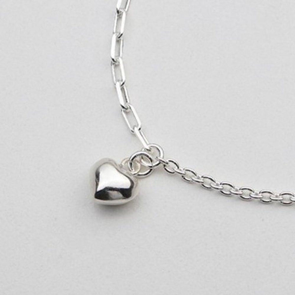 [As Little] Chain Anklet Silver Mixed Silver 925 Heart Fashion Summer