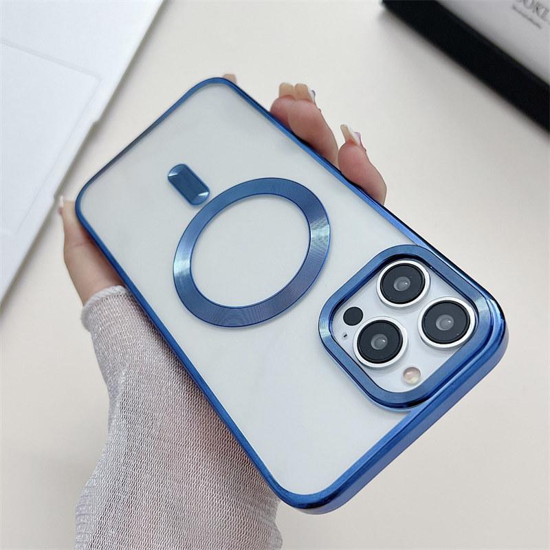 Luxuriöse Golden Shield galvanisierte magnetische kabellose Ladehülle für iPhone 14 13 12 11 Pro Max Fallschutzhülle