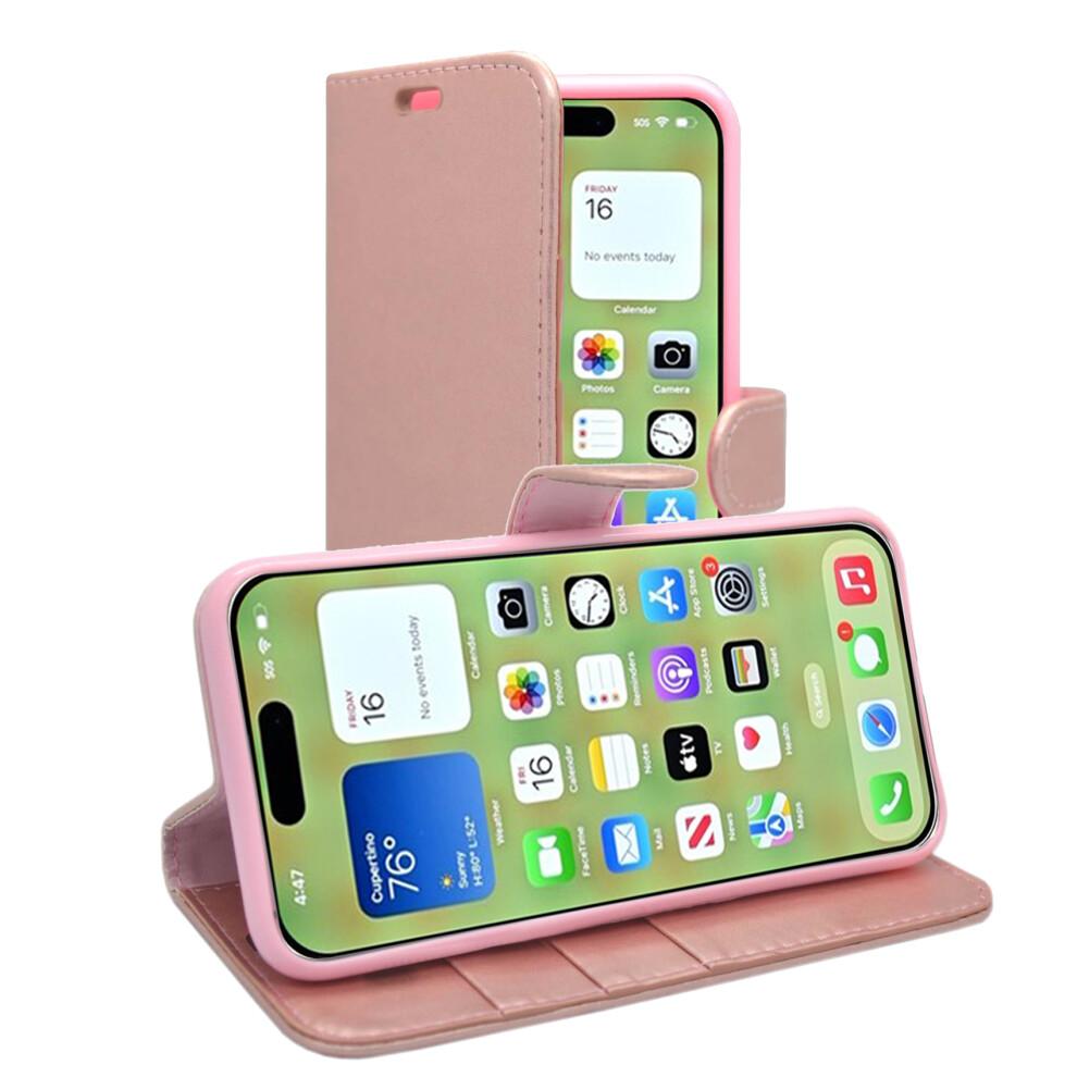 (Rose Gold) For Apple iPhone 17 Wallet Flip PU Leather Card Slot Pouch Case