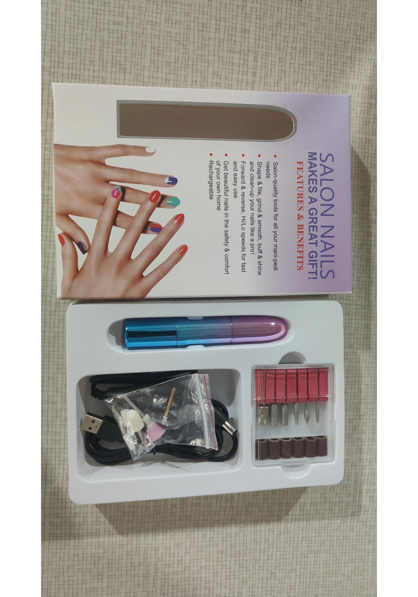 Smart Portable Electric Nail Art Grinder & Gel Remover Set светло-синий