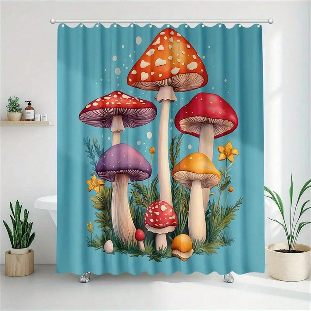 Enchanted Mushroom Shower Curtain: Embrace the Whimsical Design, Soft Fabric, and Magical Vibes for Your Cozy Bathroom
