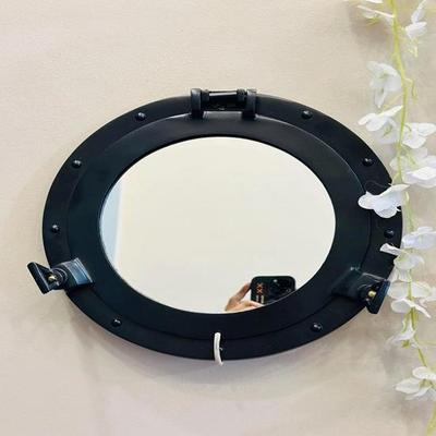Nautical Blackened Aluminium Porthole Mirror Ship Wall Décor for Bathroom, Bedroom Home Decor Housewarming Unique Gift