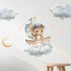 Teddy Bear In A Boat On Clouds And Stars Wall Stickers For Children'S Room