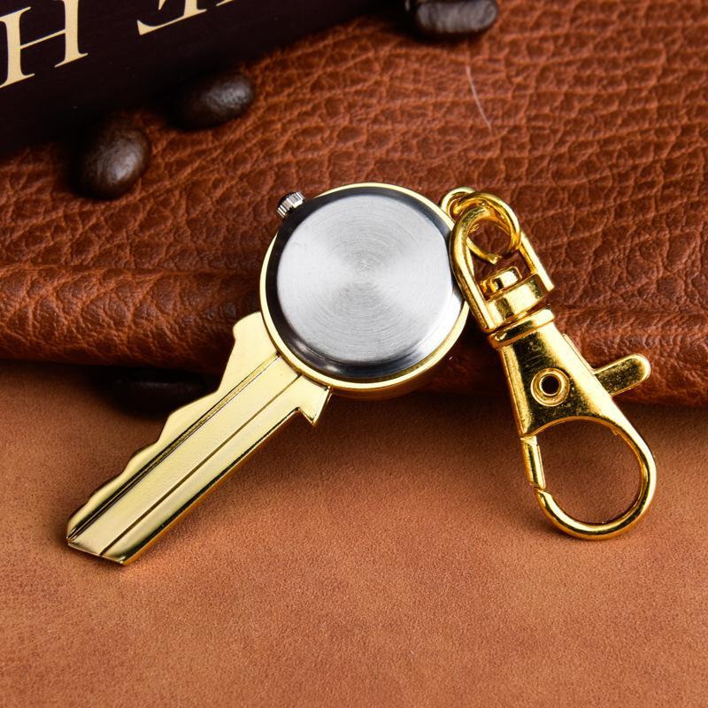 Key Shaped Mini Quartz Watch with Portable Keychain Clear Dial Compact Bag Pendant Great Gift for High School College Students