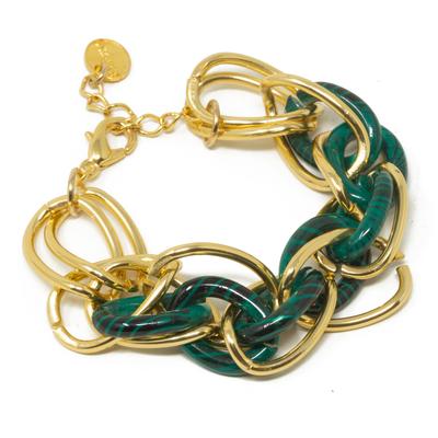[R4598] - Handmade Bracelet 'Mythical Syracuse' Golden Green - 20 Mm