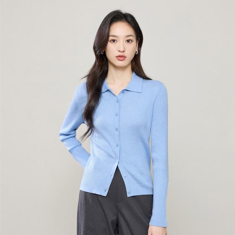 ESE-Y Women's Spring Slim-Fit Polo Collar Knitted Cardigan