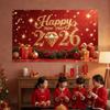 Banner New Year Backdrop Polyester New Year Wall Decor Cloth Big Size 2026 Background Cloth  Bar