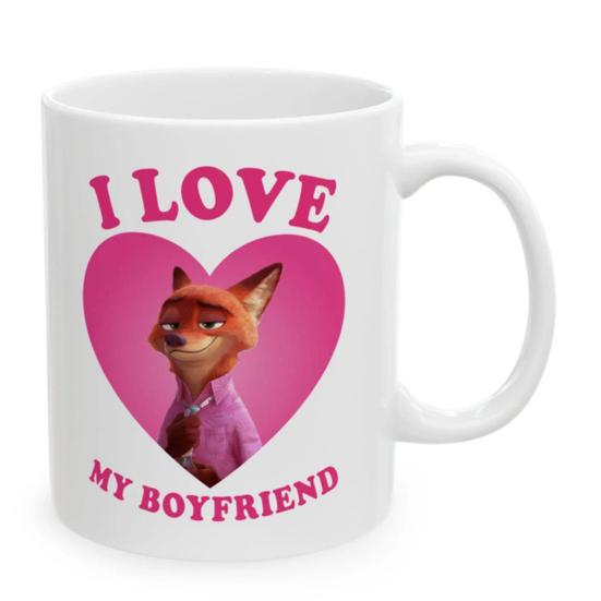 Jag älskar min pojkvän/flickvän mugg Zootropolis Nick Fox Judy Rabbit par keramisk kaffekopp hjärtdesign par te varm chokladmugg