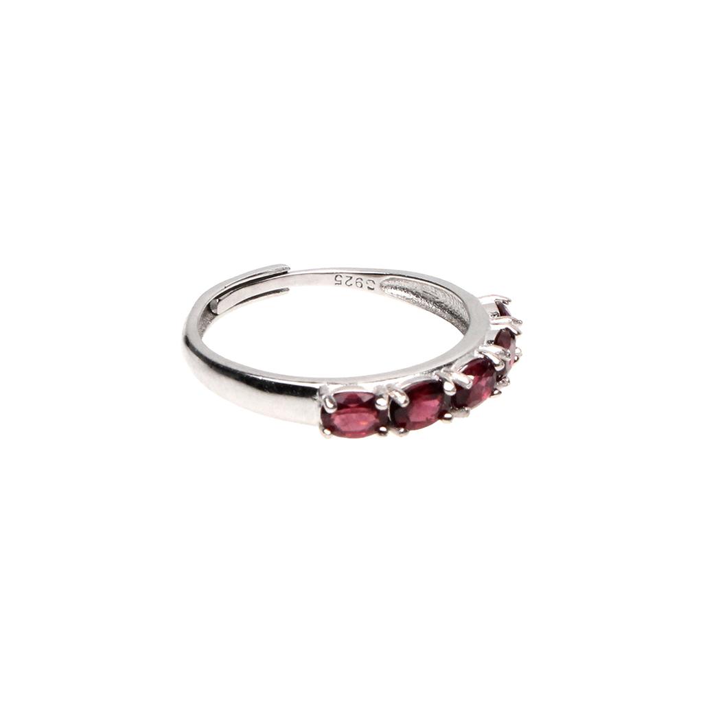 Bien Vetu Garnet Oval Tennis Ring 925 Silver 3X4Mm