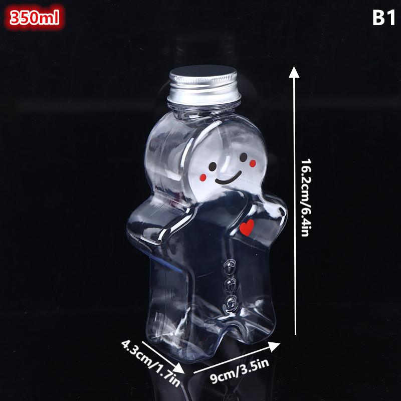 1 PCS Christmas Gingerbread Man Candy Jar Sealed Plastic Juice Drink Bottle Xmas Party New Year Gingerbread Man Drink Container