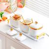 High-End Ceramic Seasoning Jar Set with Spoon - Moisture-Proof and Stylish Salt & Spice Containers for Kitchen