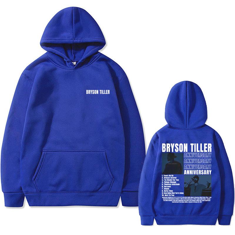 Rapper Bryson Tiller Men's Casual Vintage Hoodie ANNIVERSARY Graphic Print Sweatshirt Male Hip Hop Streetwear Oversized Hoodies