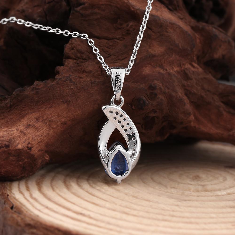 Gorgeous Natural Pear Kyanite Ring Earrings Necklace Set 925 Sterling Silver Real Gemstone Fine Jewelry for Women's Banquet Gift