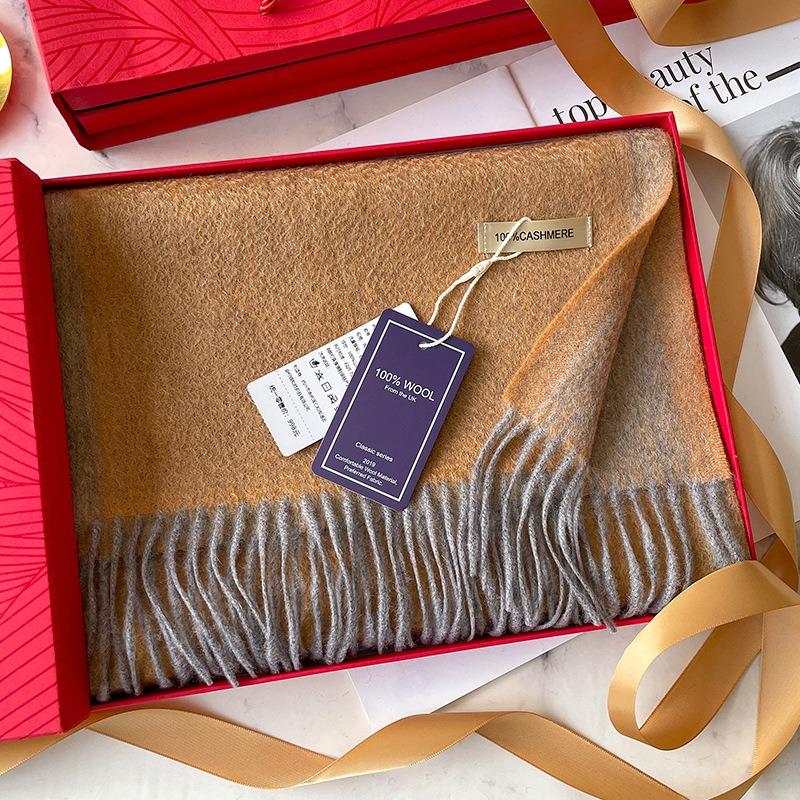 Coffee scarf women's winter new high-end cashmere scarf winter scarf gift for elders