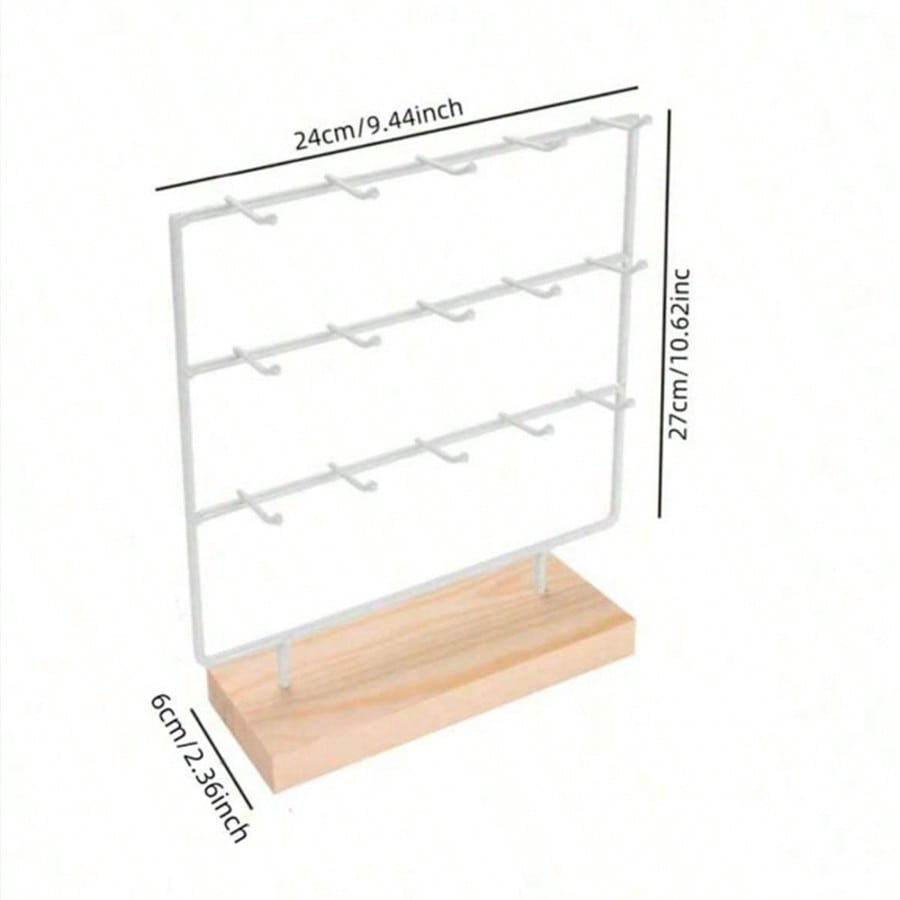1pc Wood Earring Display Stand For Selling, Earring Rack Display Holder Stand White Three-layer разноцветный