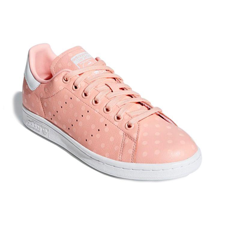 Adidas Originals Stan Smith Non-Slip Low-Top Skate Shoes Coral Pink Polka Dot Women Sneakers B41623
