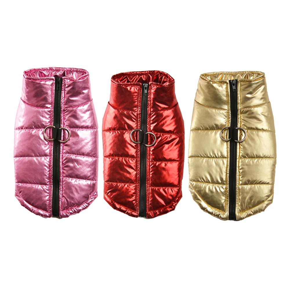 Gold-Stitched Dog Coat Winter Warm Sleeveless Puppy Coat High Collar Warm Cotton Jacket D-Ring Zipper Small Middle Dog Cat Coat