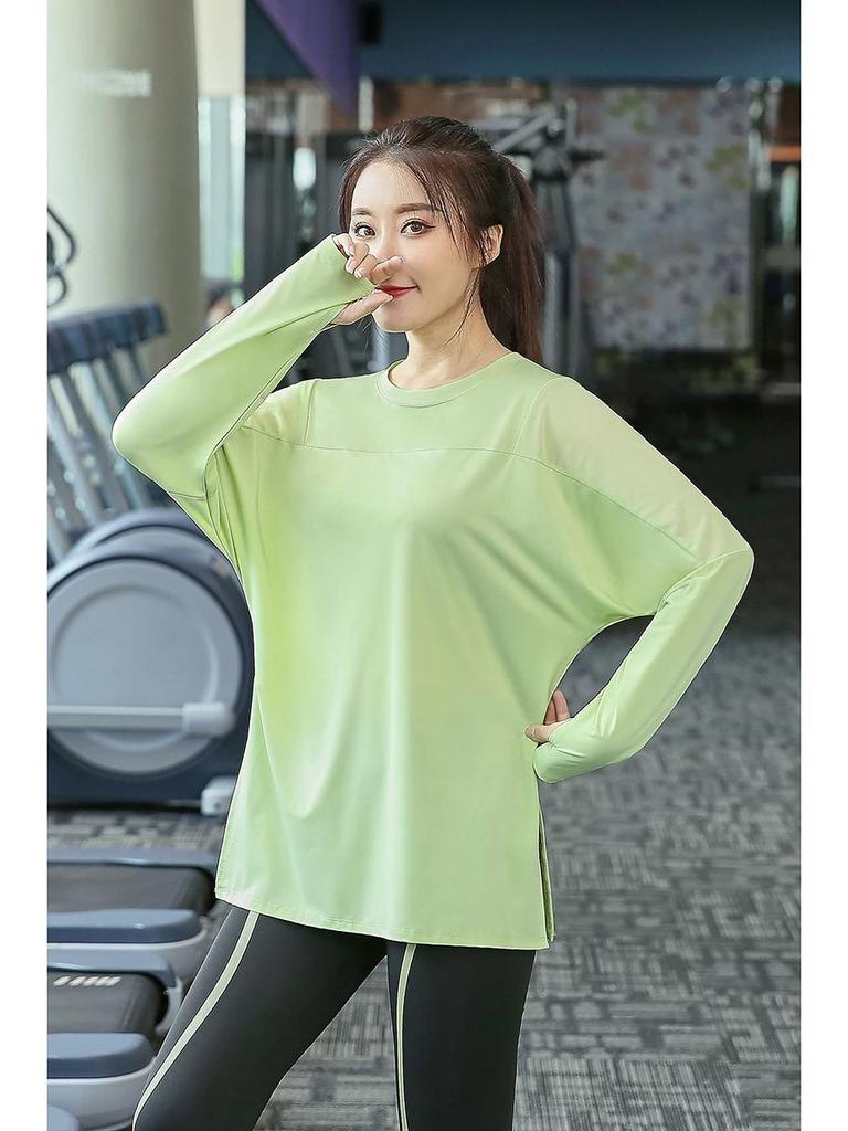 Plus Size Women's Quick Dry Long Sleeve Yoga Top - Autumn/Winter Loose Fit Fitness Shirt, Suitable for Running (200 Jin).