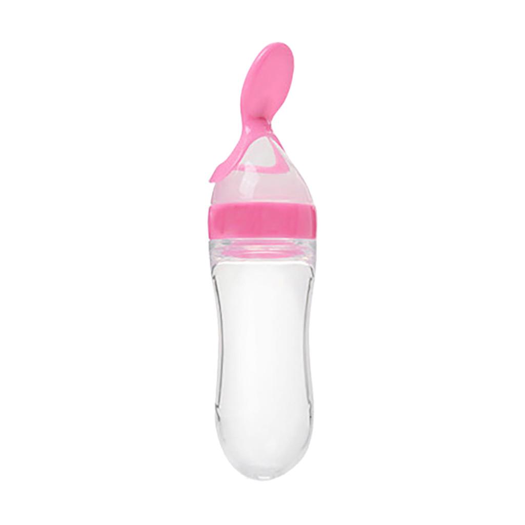 Baby Rice Paste Bottle Infant Food Supplement Bottle Rice Paste Spoon Silicone розовый