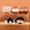 1Pc 17cm Kawaii Lying Fox Raccoon PigShiba Inu Black Cat Plushie Doll Cute Animal Toy Accompany Dolls Funny Birthday Xmas Gift