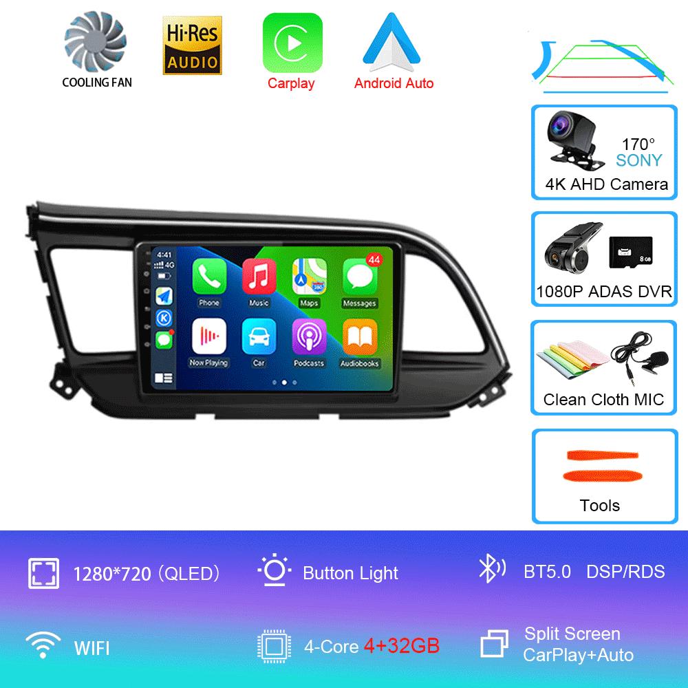 Car Radio Android 14 Carplay For Hyundai Elantra 6 2018 2019 2020 DSP GPS Navigation Multimedia Video Player Stereo Head Unit BT