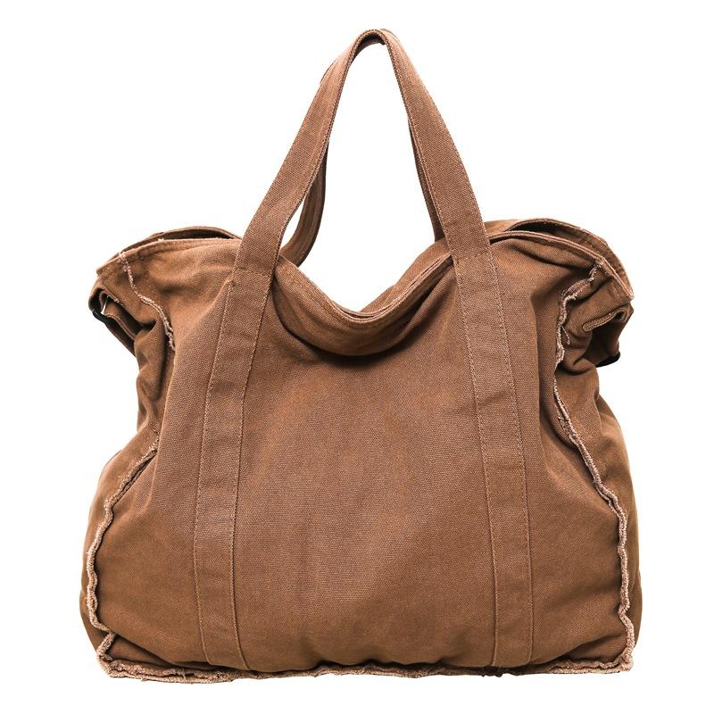 Canvas Bag Women's Large Capacity Crossbody Bag Student Class Shoulder Bag Solid Color Men Messenger Bag