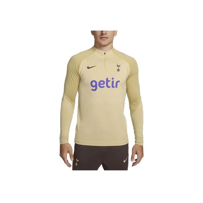 Nike Tottenham Hotspur Strike Third Letter Print Spliced Knit Training Long Sleeve Football Shirt Men Tops Team-Gold DZ0846-784