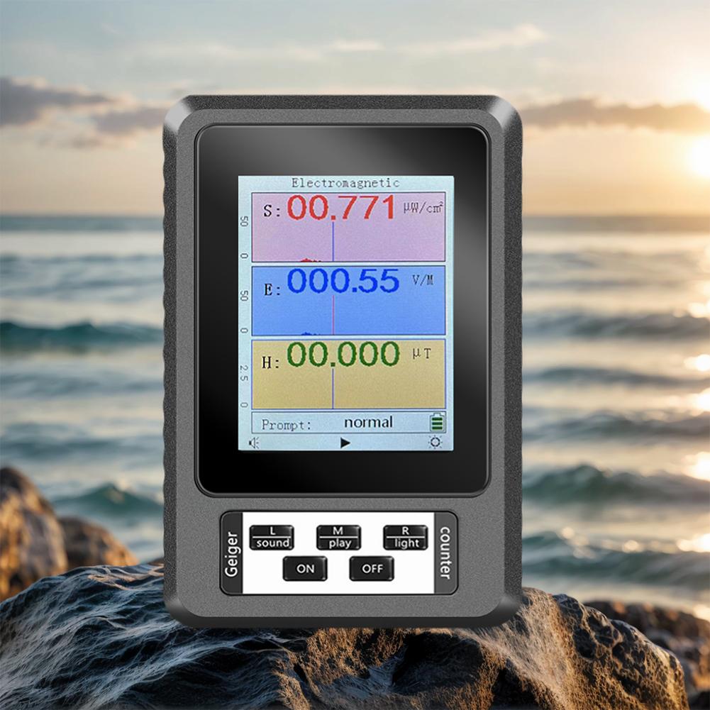 Electromagnetic Radiation Detector Multi-Function Household Temperature Humidity Tester Portable Geiger Detector for Home Office