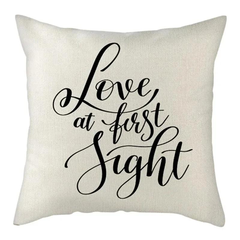 Black, White, Red, Romantic Words Double-Sided Printed Pillow Cover Short Plush Suitable Living Rooms Sofas Throw Cushion Cover