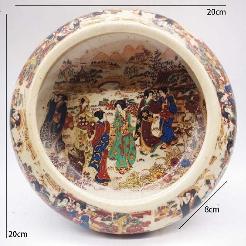 

Antiques Folk Collections Porcelain Ashtray Decoration Ornament Ming Qing Enamel Colored Maidservants Pen Washing Stationery Art
