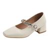 Low-cut One-button High-heeled Shoes - Women's New Style Casual Square-toe Sandals