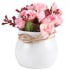 Artificial Silk Rose Flowers Bouquet Simulation Planting Pot for Home Party Decoration Pink